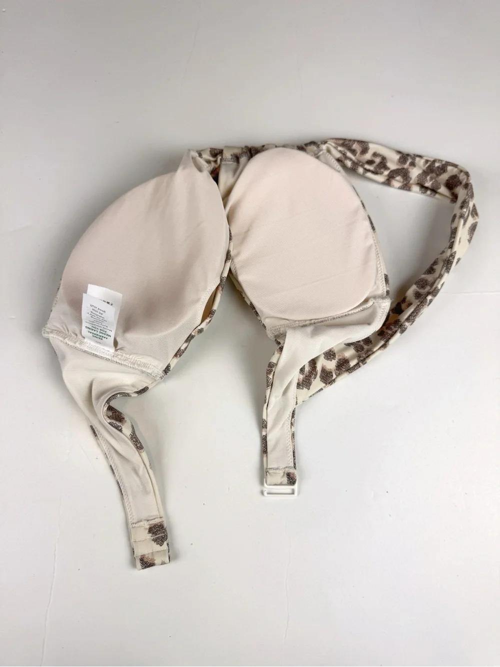 Aerie Leopard Print One Shoulder Bandeau Bikini Swimsuit Top Size S NWOT